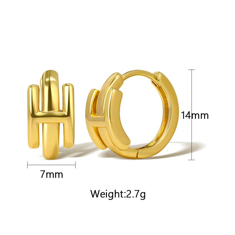 Goldohrringe Ohrschnalle H Buchstabe einfache kleine Ohrringe Temperament High-End vielseitige Ohrringe für Frauen_voghion.com