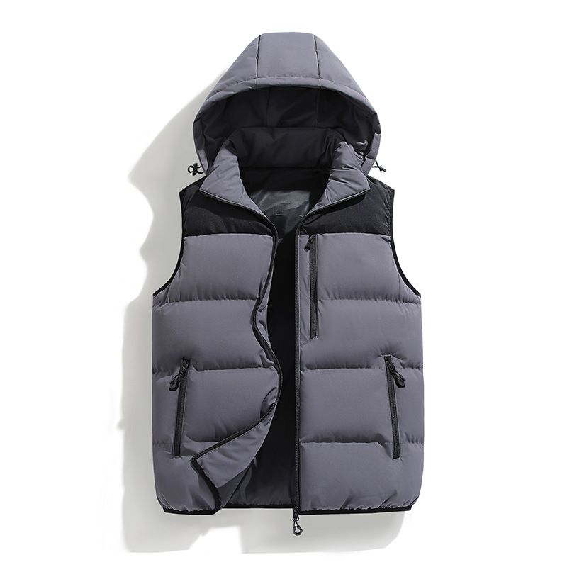 Herrenbekleidung Weste Herren Neue wasserdichte Outdoor-Kapuzenweste mit mehreren Taschen und abnehmbarer Kapuze Jacke Brotmantel Herrenweste_voghion.com