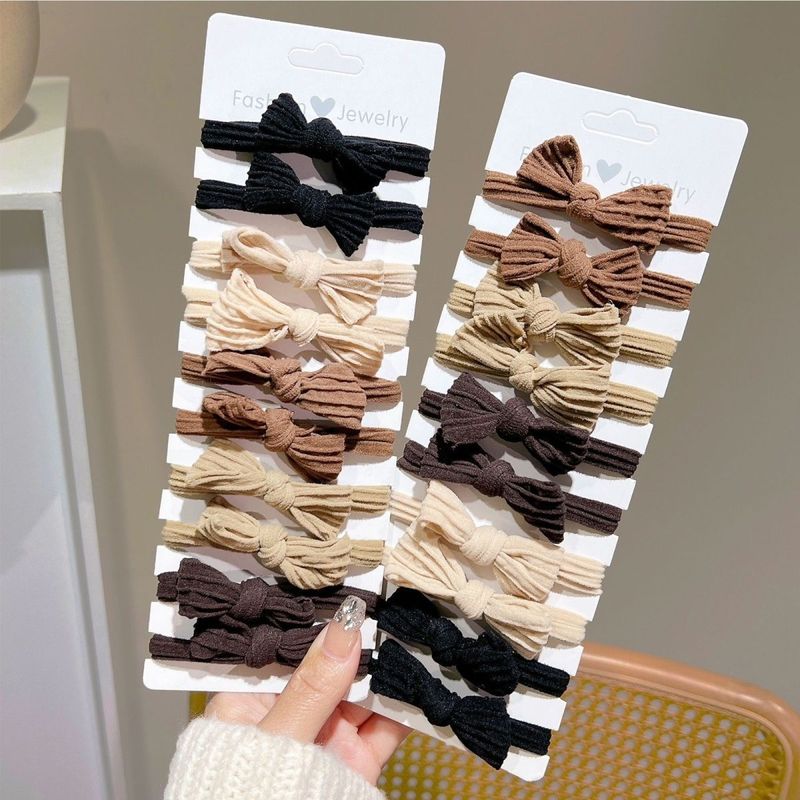 Versione coreana di semplice corda annodata, colore caffè latte, papillon versatile, fascia per capelli, fascia per capelli dolce e alta, elastico_voghion.com