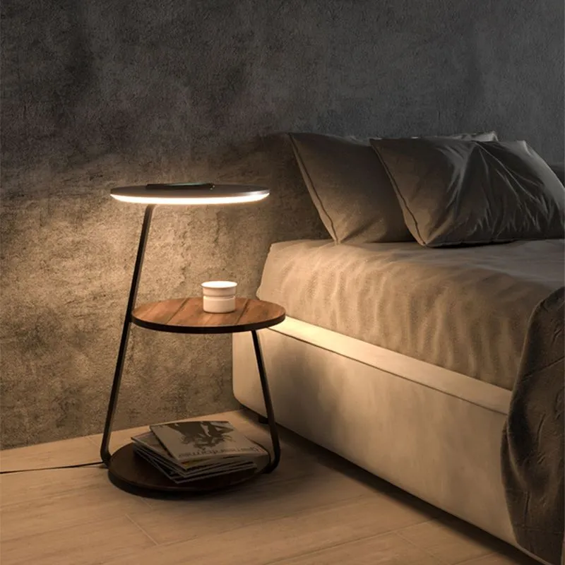 Creative Bedroom Floor Wireless Charging, Living Room Shelf, Coffee Lamp, Design Sense,_voghion.com
