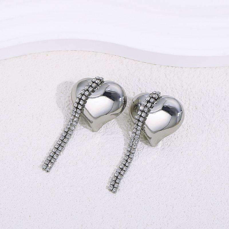 with Unique Design For Women, Light Luxury French Style Gold-Plated Earrings, Heart-Shaped Tassel Earrings_voghion.com
