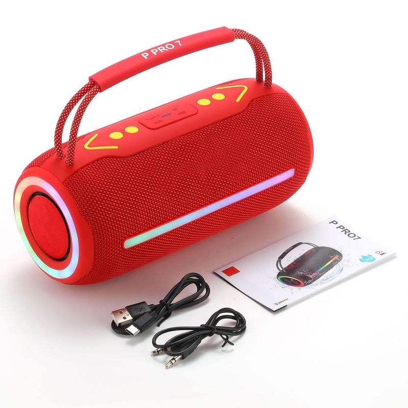 P PRO7 Bluetooth colorful light BOOMBOX dual speaker portable outdoor subwoofer_voghion.com