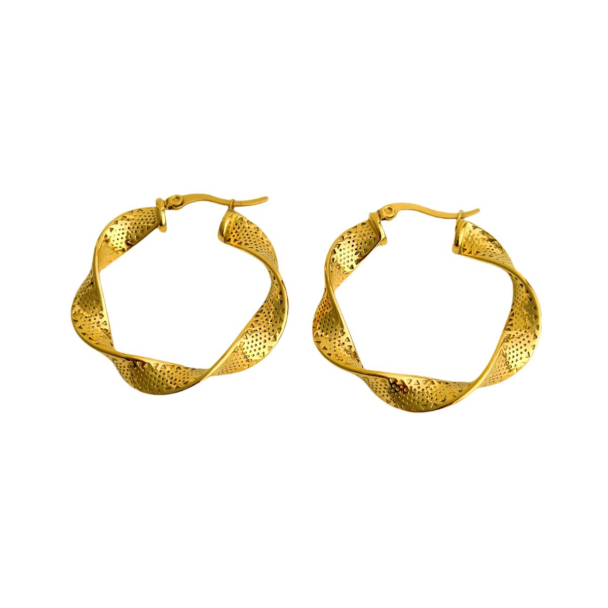 Orecchini grandi in acciaio al titanio galvanizzato con motivo retrò in rilievo_voghion.com