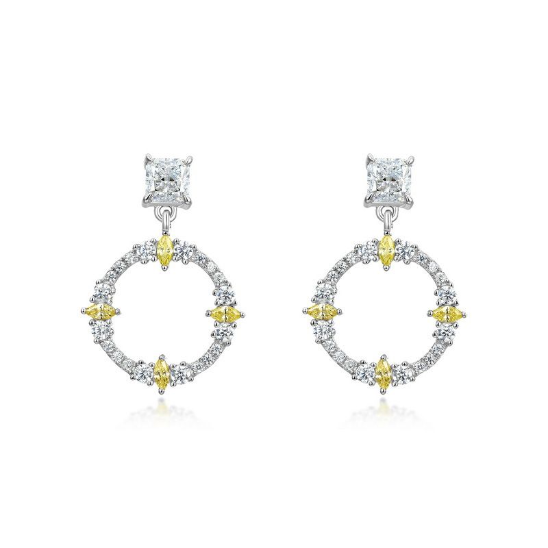 Runde bøyle fulle av fargede edelstensøreringer for kvinner S925 sølv isblomstslipte øredobber med høy karbondiamant mote lett luksus_voghion.com