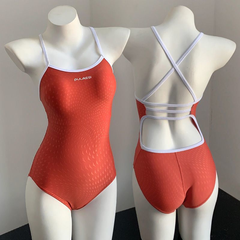 【 Coleção 1302 People 】 Pulassi Feminino 2025 Novo Triângulo Sem Costas Maiô Profissional de Corrida Vermelho com_voghion.com