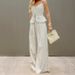 Women's Clothing Summer New Fashion Camisole High Waist Wide Leg Trousers Two Piece Set Design Temperament Commuting French Style_voghion.com