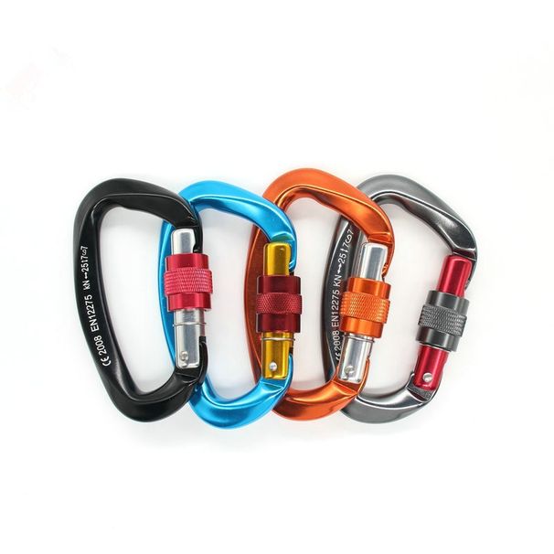 CP Master D-förmiger Aluminiumhaken-Karabiner mit Schraube für Kletterausrüstung, Campingzubehör, Hängemattenverschluss, 25 kN_voghion.com