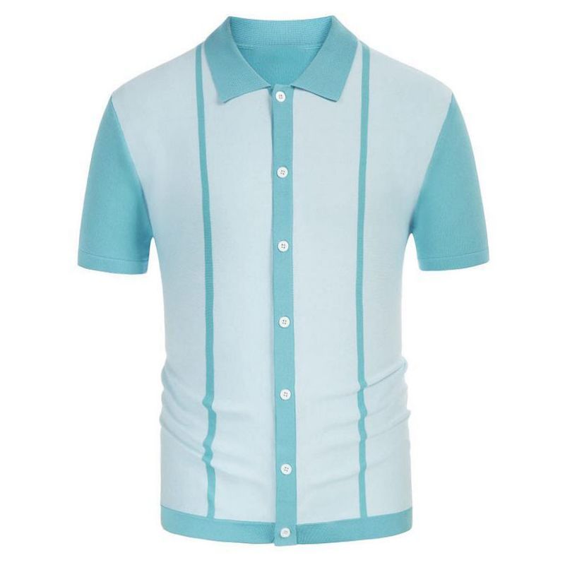 Été nouveau tricot couleur contraste décontracté POLO hommes SY0169_voghion.com