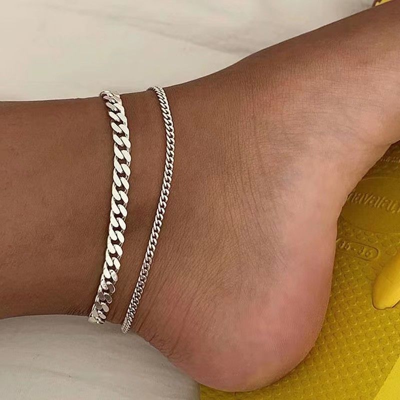 Fashion Double Layer Simple Personality Punk Style Anklet Niche Design Chain Multi-layer_voghion.com