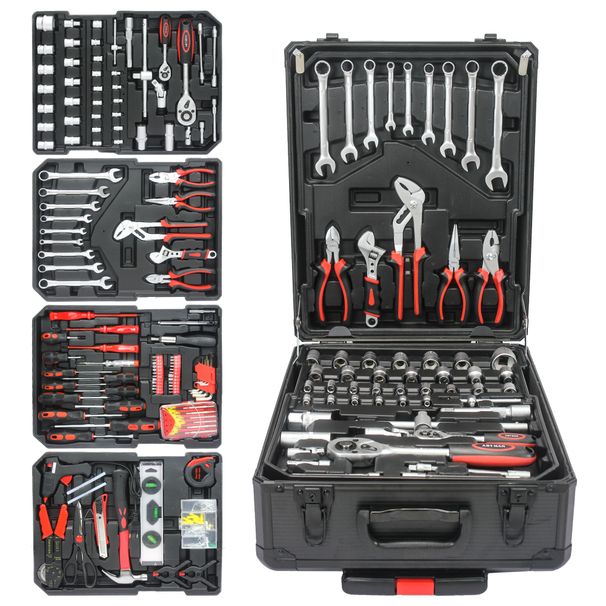 899pcs Home Repair Tool Set Kit, Toolbox Storage Case With 4 Drawers, General Household Tool Kit With Rolling Tool Box, Tool Set Kit For Maintenance, Garden, Homeowner, Handyman -Black_voghion.com