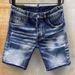 D2 Heren Denim Shorts Vijfpunts Mid-Lengte Laser Watermerk Origineel Open Voorkant Internationaal Station Stretch_voghion.com
