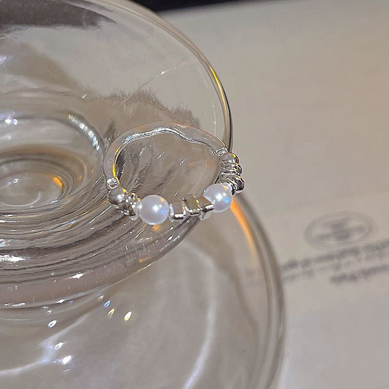 Irregular broken silver pearl ring for women, light luxury and niche design, high-end tail index finger ring, unique_voghion.com