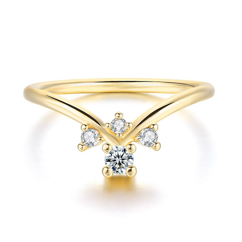 Jewelry Fashion V shaped Women's Ring Rose Gold Plated Zircon Accessories_voghion.com