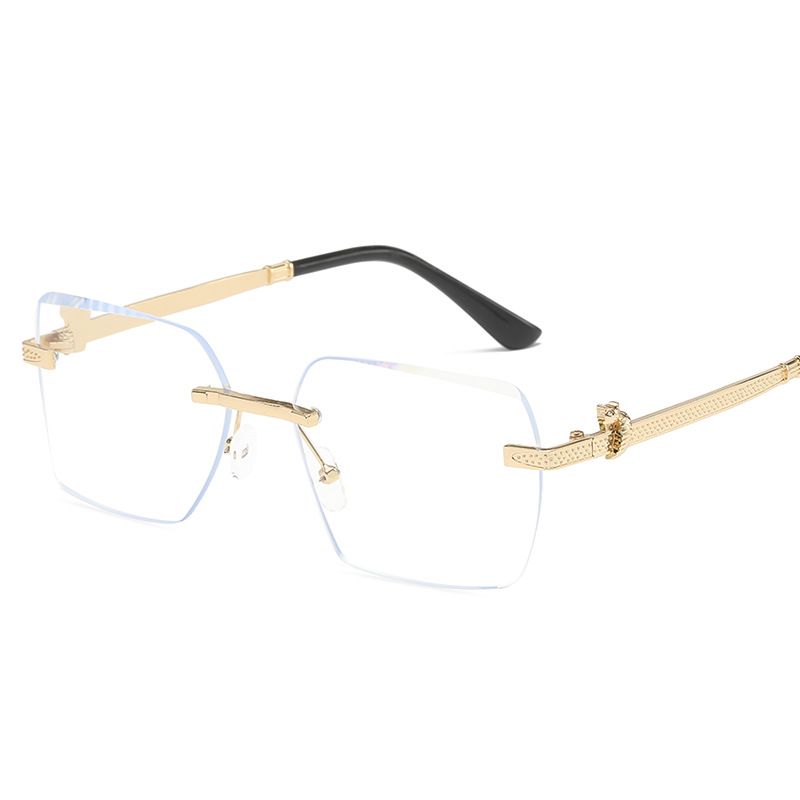 Sunglasses for women rimless cut edge sunglasses concave metal polygon for men trend leopard_voghion.com