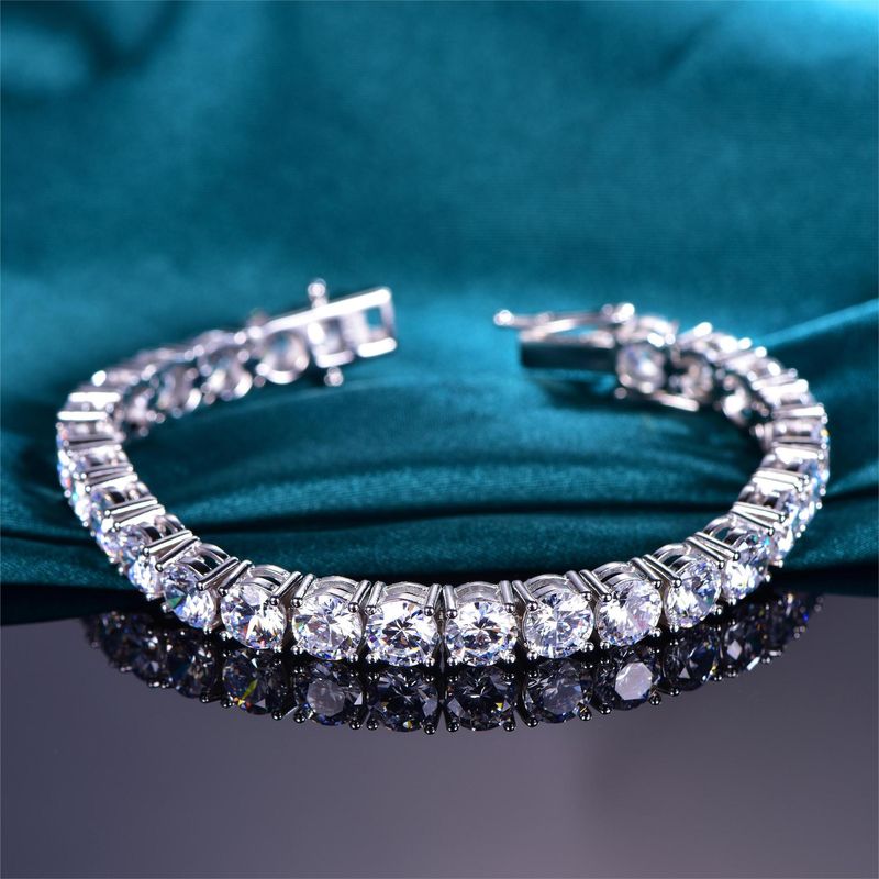 S Pure Sier Tennis Chain Zircon Trendy Hip-Hop Unisex Fashion Bracelet_voghion.com