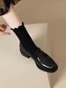 Brittiska Retro Slip-on Loafers Dam Preppy Pendlare Mångsidiga Små Äkta Läder Rund Tå Grov Klack_voghion.com