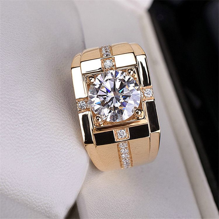 Classico stile business da uomo con zirconi ad alto tenore di carbonio, con anello aperto per l'indice e trasmissione in diretta per uomo_voghion.com