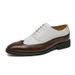 Can Ship Cross-Border Brogue Square Toe European And American Double Color Matching Men's Large Size Business Formal_voghion.com