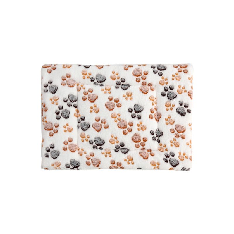 Coral Fleece Pet Paw Print Mat Cat Dog Cage Autumn Winter Thickened Warm Mattress Sleeping Pad_voghion.com