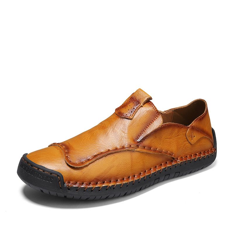 Store herreskoovertræk i læder med bløde såler, loafers, britiske køresko, håndlavede bønnesko_voghion.com