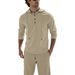 Herren-Lounge-Set aus Leinen mit Kapuze und Knopfleiste und langer Hose – Atmungsaktives zweiteiliges Outfit für Frühling und Herbst_voghion.com