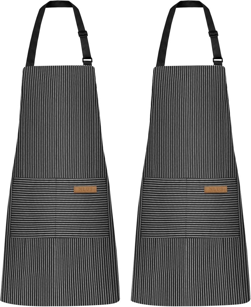NLUS 2-Pack Chef Apron Set - Adjustable Kitchen Apron With Pockets_voghion.com