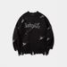 Unisex trui met distressed letters en grafische print – oversized, donkere esthetische trui voor streetwear en grunge-mode (zwart/grijs/crème, M-XL)_voghion.com