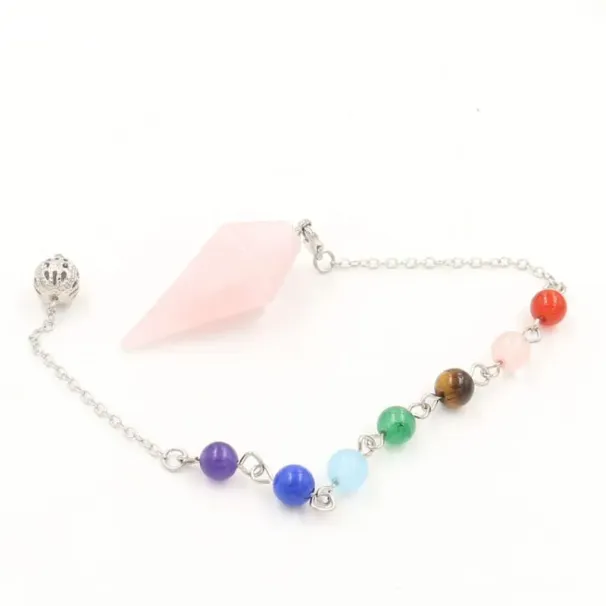 Collane con ciondolo FYJS Collana con ciondolo in pietra di guarigione con pietra ametista e piramide esagonale placcata in argento, gioielli in quarzo ciliegia_voghion.com