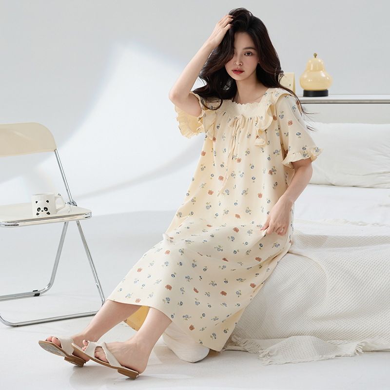 Camicia da notte in puro cotone, classe A, estiva, a maniche corte, da donna, estiva, da casa, taglia grande_voghion.com