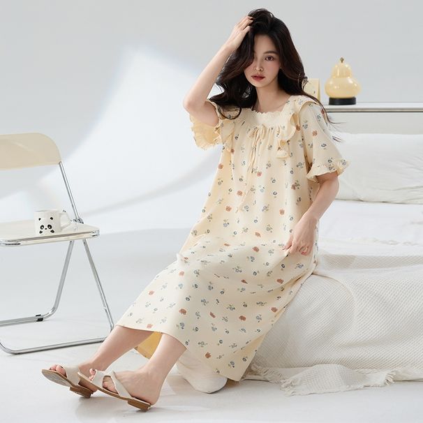 Camicia da notte in puro cotone, classe A, estiva, a maniche corte, da donna, estiva, da casa, taglia grande_voghion.com