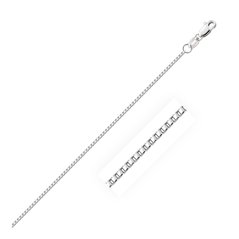 10k White Gold Octagonal Box Chain 1.2mm_voghion.com