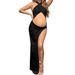 Women's Clothing Slim Pregnant Mopping Cross Collar Slit Sexy Hollow Navel Exposed Solid Color Slim Dress_voghion.com