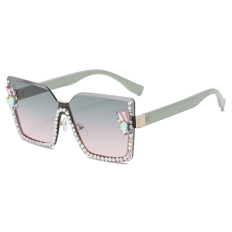 Unisex Fashion Round Diamond Studded Sunglasses Sun Protection Sunglasses Outdoor Rhinestone Glasses_voghion.com
