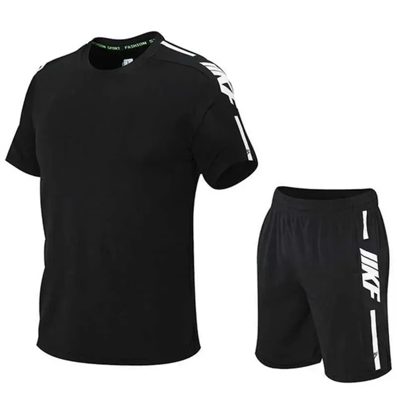 Herren Trainingsanzüge Sommer Herren T-Shirt und Shorts Sport Zweiteiliges Lauffiess Kurzarmset Bequem Atmungsaktiv_voghion.com