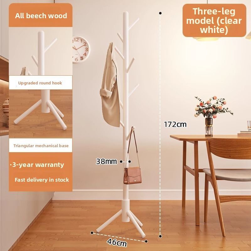 Floor-standing Coat Living Room, Clothes And Bag Hanger, Simple Household Solid Wood Rack For Bedroom_voghion.com