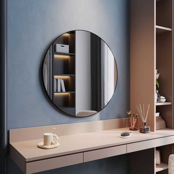 Luxury Vanity Set Mirror Adjustable LED Lights With Wall Hanging Dressing Table_voghion.com