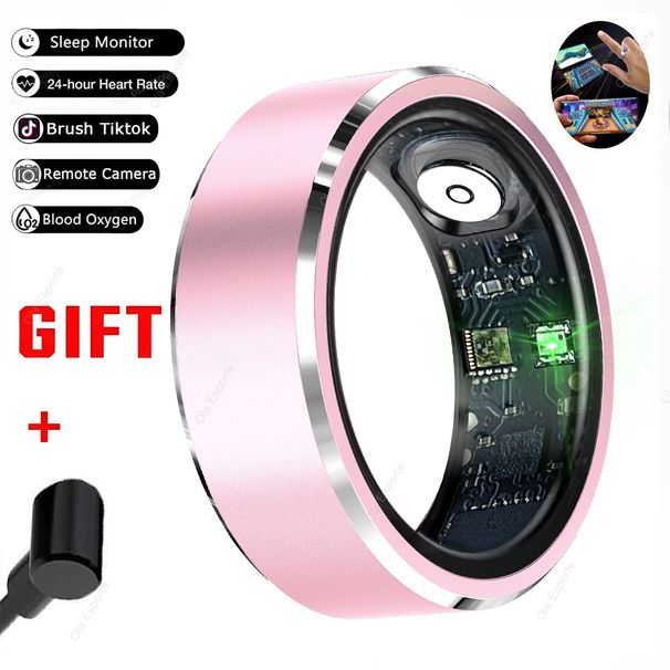 Neuer rosa Smart Ring 2025 Männer Frauen Gesundheit Herzfrequenz Blutsauerstoffmonitor Smartring IP68 & 5ATM wasserdicht, Multisport-Modus-Ring_voghion.com
