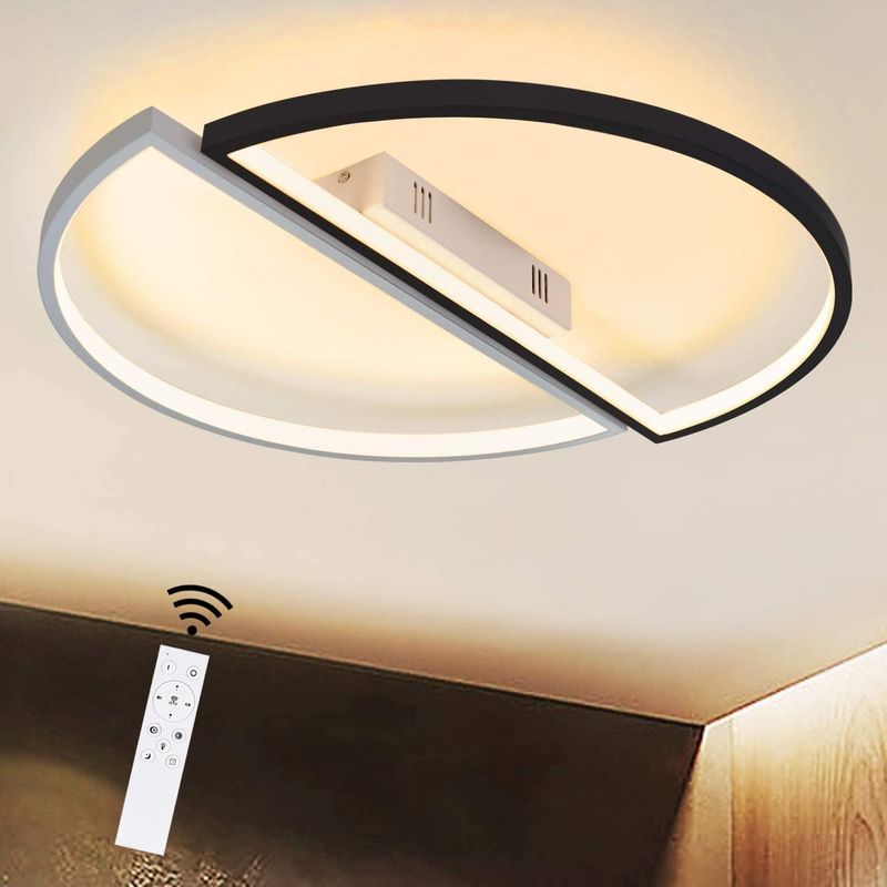 LED Deckenleuchte Deckenlampe Wohnzimmer - 53W Deckenleuchte Dimmbar Mit Fernbedienung Schlafzimmer Modern Schwarz Weiß Küchelampe Für Jugendzimmer_voghion.com