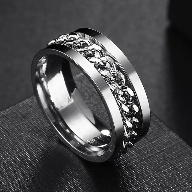 Spin Rotating Anxiet Fidget Titan Ringe für bunte Edelstahl Kette Finger Männer Ring Punk Rock Hippie_voghion.com