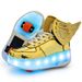 High-Top Children's Shoes Double Wings And Wheels, LED Light-Up Sneakers With Wheels_voghion.com