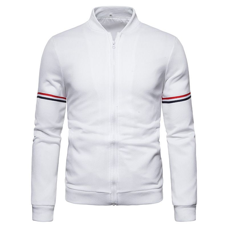 Men's baseball jersey, British standing collar, color blocking slim fit jacket, men's jacket_voghion.com