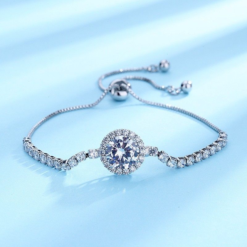 Vielseitiges rundes Moissanit-Armband für Damen, lichtecht, verstellbar, Zirkonia_voghion.com
