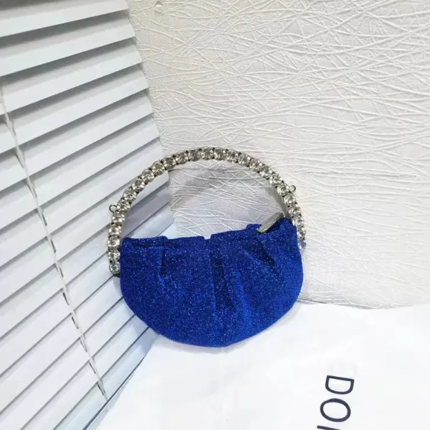 Borsa a tracolla da donna con manico circolare in metallo e mini borsa a mano con brillantini e strass, da sera, per feste di nozze_voghion.com