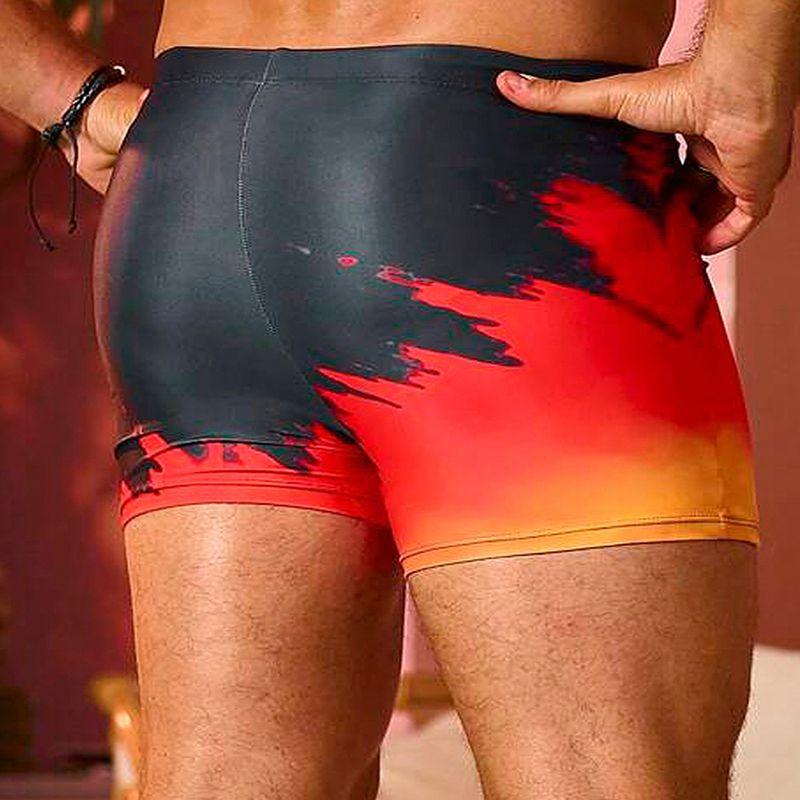 Badehose mit Flammen-Print für Herren – Verstellbarer Kordelzug und schnelltrocknendes Gewebe (stilvoll und bequem für Strand- und Poolaktivitäten)_voghion.com