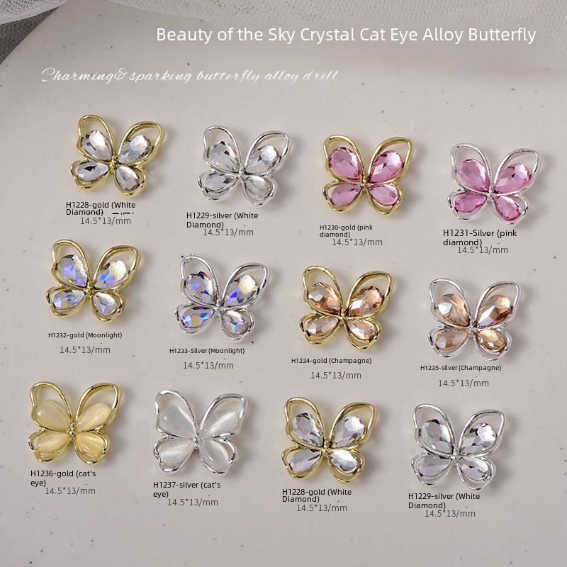 Peened Butterfly Nail Art Crystal tarvikud_voghion.com