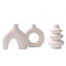 Modern Ceramic Vase Set – White Minimalist Home Decor With Geometric Shapes (3-Piece, Round & Angular Designs)_voghion.com