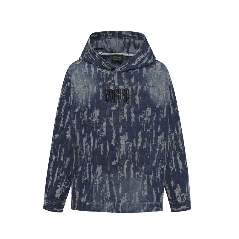 Vêtements pour hommes 2024 rue lourde érosion délavée denim sweat à capuche veste automne nouveau sweat à capuche_voghion.com