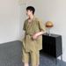 Camicia estiva ForMen a maniche corte con colletto retrò per uomo, versione coreana, stile semplice e leggero, pantaloncini a cinque punte eleganti_voghion.com