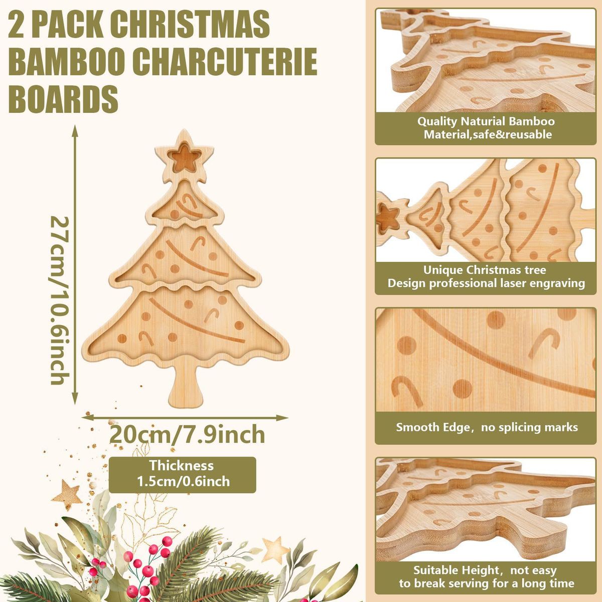 Modern Minimalist Bamboo Tray – Versatile Serving Board For Home & Office (27x20cm, Natural Wood Grain)_voghion.com