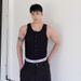 Summer personalized niche tight elastic vest for men, trendy solid color buckle design, sleeveless camisole_voghion.com